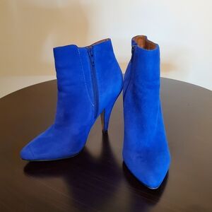 Aldo Vibrant Blue Suede Heeled Boots
